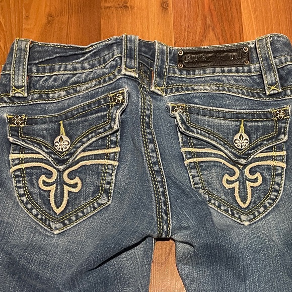 Rock Revival Dark Blue Boot Cut Jeans with Embroidered Pockets - Picture 4 of 4